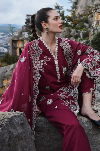 IMAGE - 3PC DHANAK EMBROIDERED SHIRT WITH DHANAK EMBROIDERED SHAWL AND TROUSER - HZG2416