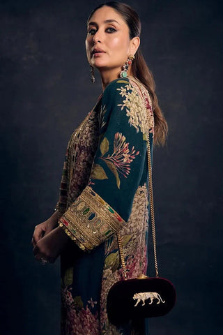 ETHNC - 2PC SILK PRINTED EMBROIDERED SHIRT WITH SILK PRINTED TROUSER - HZU2501