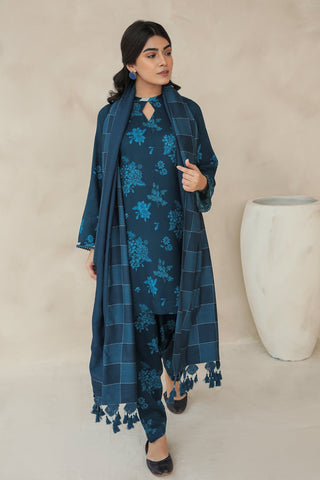 BAROQUE - 3PC KARANDI PRINTED SHIRT WITH KARANDI PRINTED DUAPTTA AND TROUSER - HZG1019