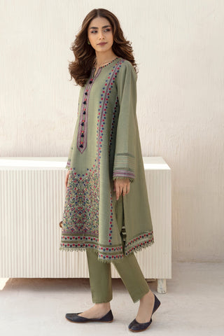 JAZMIN - 3PC DHANAK EMBROIDERED SHIRT WITH DHANAK SHAWL AND TROUSER - HZ1291