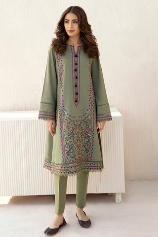 JAZMIN - 3PC DHANAK EMBROIDERED SHIRT WITH DHANAK SHAWL AND TROUSER - HZ1291