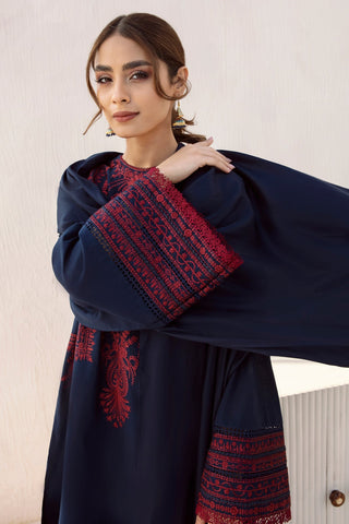 JAZMIN - 3PC DHANAK EMBROIDERED SHIRT WITH PASHMINA SHAWL AND TROUSER - HZG1300