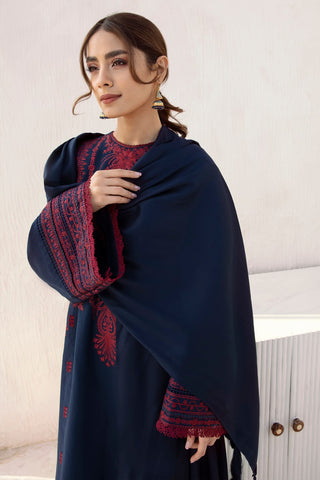 JAZMIN - 3PC DHANAK EMBROIDERED SHIRT WITH PASHMINA SHAWL AND TROUSER - HZG1300