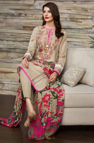 KHAADI - 3PC KHADAR  SHIRT WITH WOOL PRINTED SHAWL AND TROUSER- HZG1323