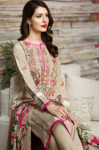 KHAADI - 3PC KHADAR  SHIRT WITH WOOL PRINTED SHAWL AND TROUSER- HZG1323