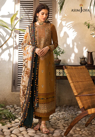 ASIM JOFA - 3PC LAWN EMBROIDERED SHIRT WITH PRINTED MANAAR DUPATTA AND TROUSER - HZG1519