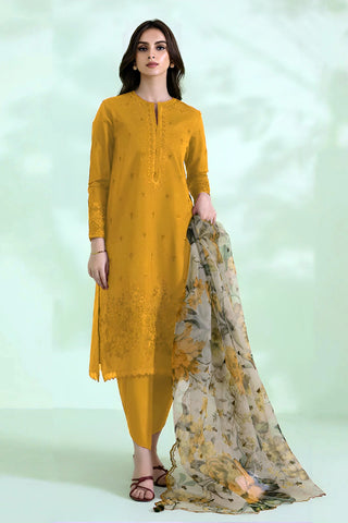 SAPPHIRE - 3PC LAWN EMBROIDERED SHIRT WITH ORGANZA PRINTED DUPATTA & TROUSER - HZG1247