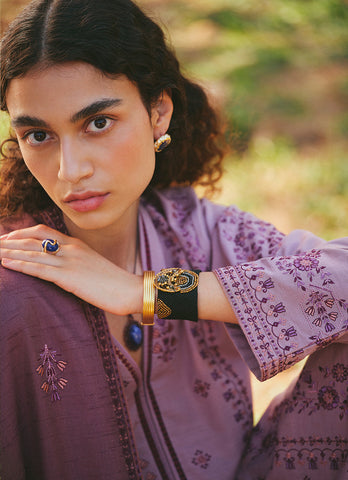 MARIA B - 3PC DHANAK EMBROIDERED SHIRT WITH DHANAK EMBROIDERED SHAWL AND TROUSER - HZG1447