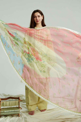 ZARA SHAH JAHAN - 3PC LAWN EMBROIDERED SHIRT WITH ORGANZA PRINTED DUPATTA AND TROUSER - HZG1554